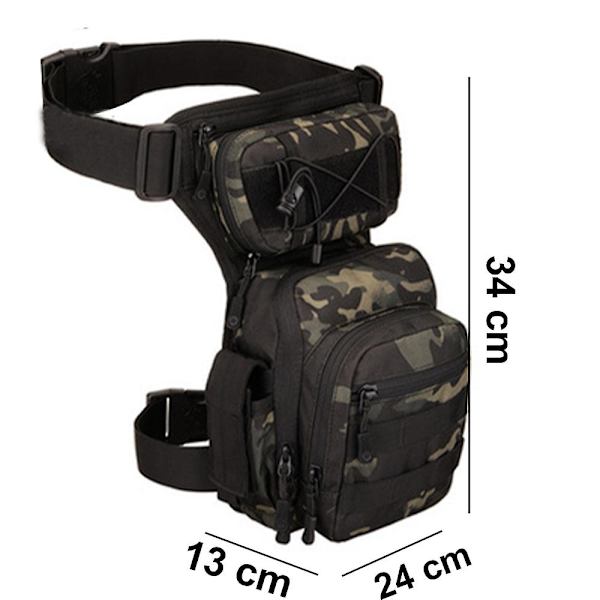 Vattentät Militär Taktisk Benväska Drop Leg Pouch Cross Over Benrigg Utomhus Cykel Vandring Lårväska Black scorpion camouflage