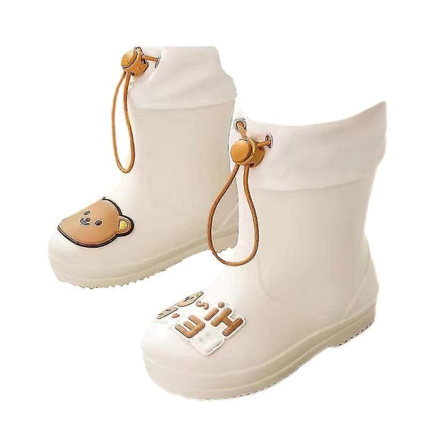 Lette regnstøvler til piger, snørestøvle til udendørs brug, åndbar støvle med mellemskaft Plush lined Beige Bear EU 30