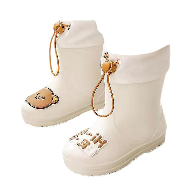 Tyttöjen kevyet kumisaappaat, nauhalliset ulkoilukengät, hengittävät puolipitkät saappaat Plush lined Beige Bear EU 29.5