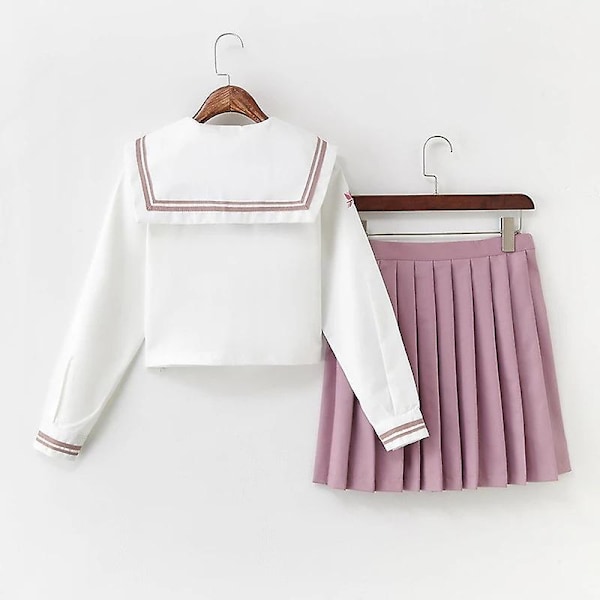Japanska rosa Jk-uniformer College Middle School Students Sailor Uniformer School Jk Uniformer Anime Cospaly Students Kläder L Short Sleeves Set