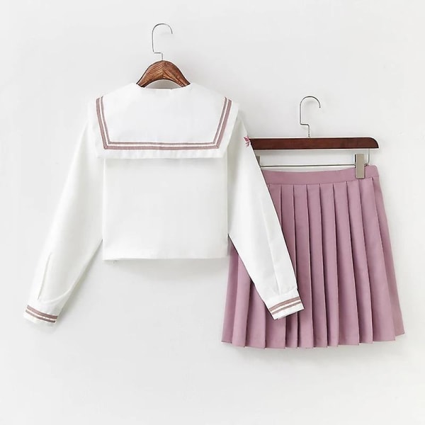 Japanske Rosa Jk Uniformer College Mellomskoleelever Sjømannsuniformer Skole Jk Uniformer Anime Cospaly Studentklær M Long Sleeves Set