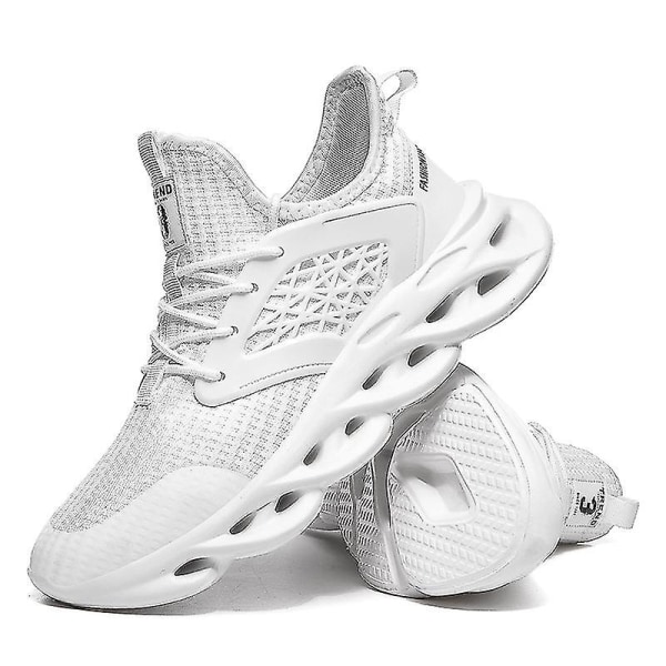 Nya trendiga herr sneakers löparskor tennis skor lätta andningsbara sport atletiska 3c553 White 45