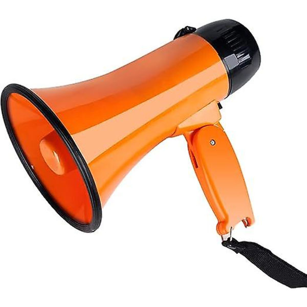 Bærbar Megafon Bullhorn 20 Watt Effekt Megafon Høyttaler Stemme Og Sirene/alarm Moduser Med Volumkontroll Og Stropp orange