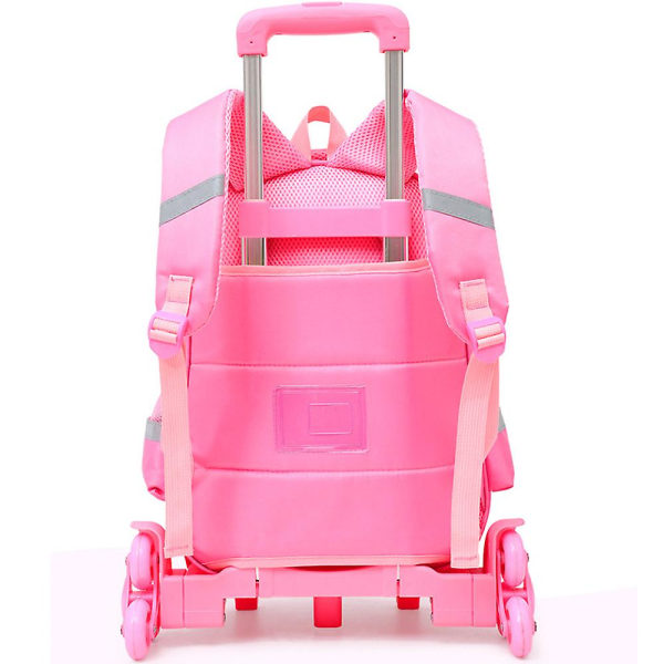 Avtagbar ryggsäck för trappklättring med tre hjul Pink