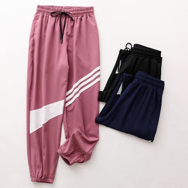 Dame Hip Hop Snøre Sportsbukser Elastisk Fodmanchet Harem Løse Bukser Pink XL