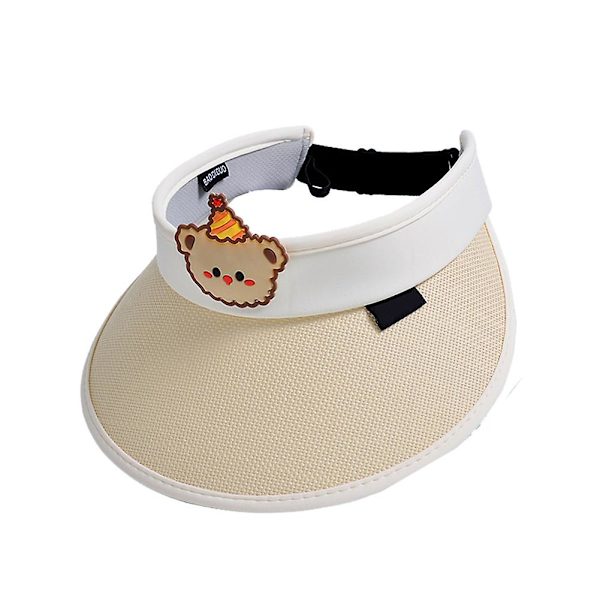 Solhatt med åpen topp og liten vifte for barn, fukttransporterende solhatt for piknik og camping Beige Without Fan