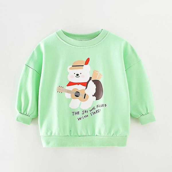 Flickor Tecknad Pullover Girl Sweatshirts Crew Neck Holiday Ribbad Fåll Rund Style-B 120cm
