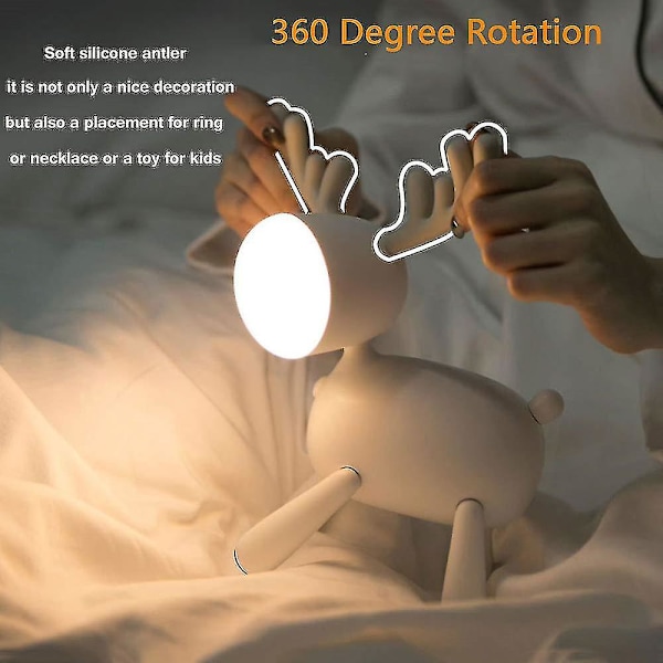 USB Ladattava Söpö Hirvi LED Yövalot Himmennettävä Yöpöytävalaisin Beige