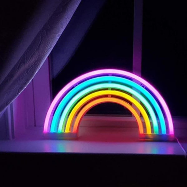 Regnbågsnattlampa för barn Present Led Regnbågs Neon Skyltar Regnbågslampa för Väggdekor Sovrumsdekorationer Hemtillbehör Fest Högtidsdekor Batteri