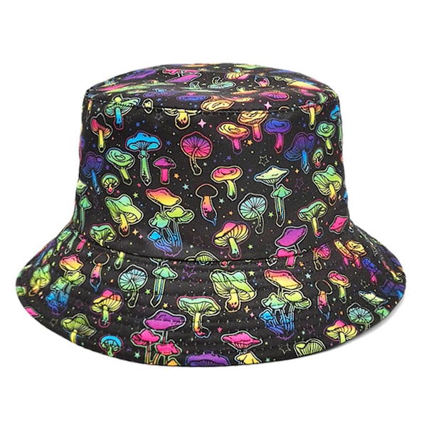Förstorad och breddad brätte fiskarhatt fashionabel tryckt bucket hat för utomhusövningar eller utomhusarbete Mushroom