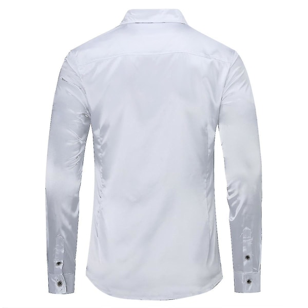 Herre Casual Mode Skinnende Langærmet Slim-fit Formel Skjorte White XL