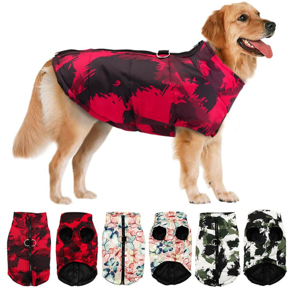 Vinter Hundkläder Fransk Bulldog Varm Jacka Vattentät Hund Kläder Outfit Väst för Små Mellanstora Stora Hundar Red L