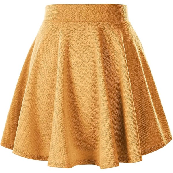 Dam Basic Mångsidig Stretchig Utsvängd Casual Mini Skaterkjol Turmeric M