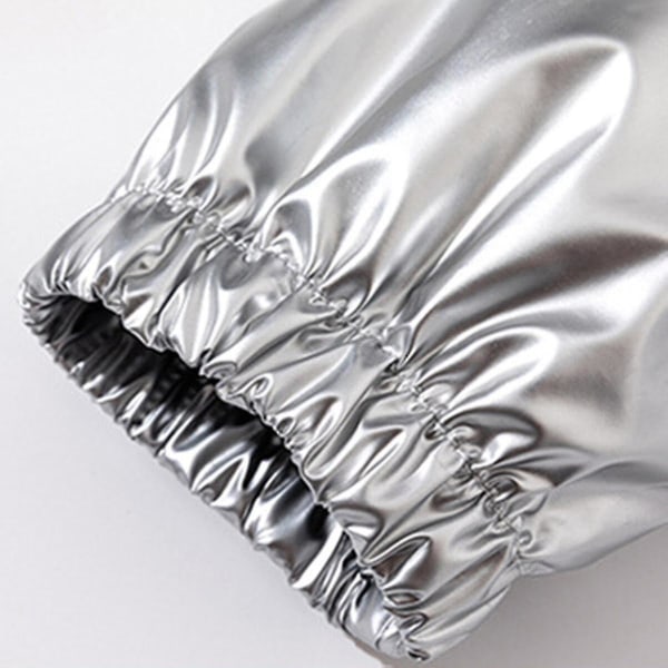 Miesten kiiltävä vedenpitävä hupullinen takki Silver 3XL