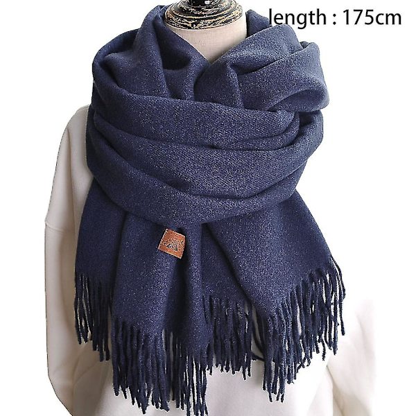 Dame Tørklæde Tæppe Tørklæde Dame Cashmere Følelse Cashmere Sjal Navy blue