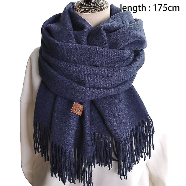 Damhalsduk Filt Scarf Dam Cashmere Feel Cashmere Sjal Navy blue