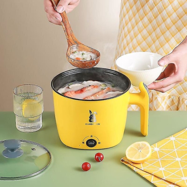 Elektrisk stekepanne 1.8l Høy Kapasitet Multifunksjonelle Kjøkkenapparater Hot Pot Mini Non-stick Mat Nudler Koke Stekepanne Egg Ste Yellow