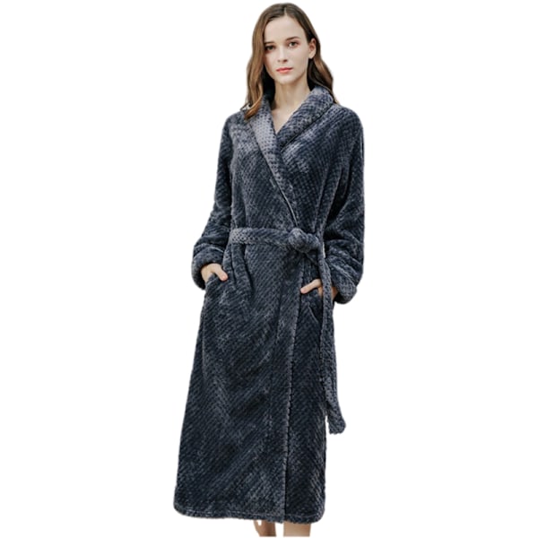Badekåper for kvinner, tykke varme flanellpysjamaser, damepysjamas XL grey