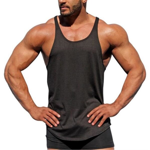 Miesten Racerback Kesäinen Rento Liivi Urheilu Fitness Lihas Tank Top Hihaton T-paita Black XL