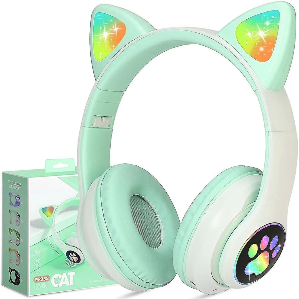 Trådlösa hörlurar Cat Ear Bluetooth hopfällbara hörlurar GREEN