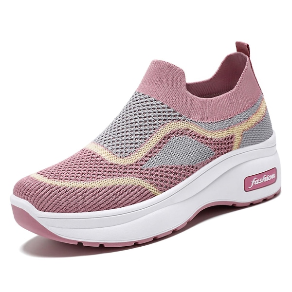 Dame Sko med Flat Bunn og Mesh, Sklisikre Sko med Myk Såle, Gave til Kjæreste/Kvinne Pink 41