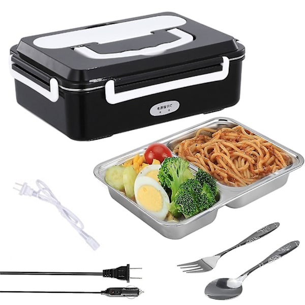 Elektrisk lunchlåda för bil 3 i 1 Bärbar matvärmare Värmare Isolering Lunchväska black