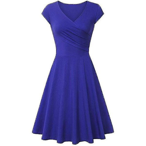 Dame Kortærmet Slå-om Kjole Royal Blue XL