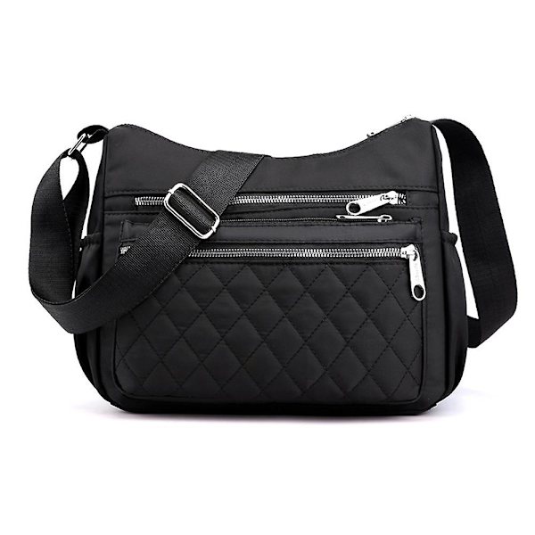 Enfärgad Messenger-väska för damer, flera fickor, crossbody axelväska, fritidsväska för semesterresor Black