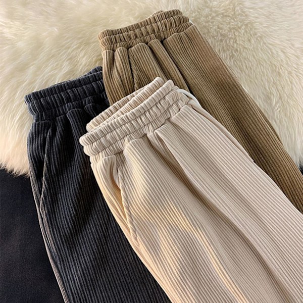 Miesten väljä istuvuus vakosamettihousut Fitness suora putki väljät hengittävät housut ulkoiluun, retkeilyyn ja urheiluun Beige 3XL