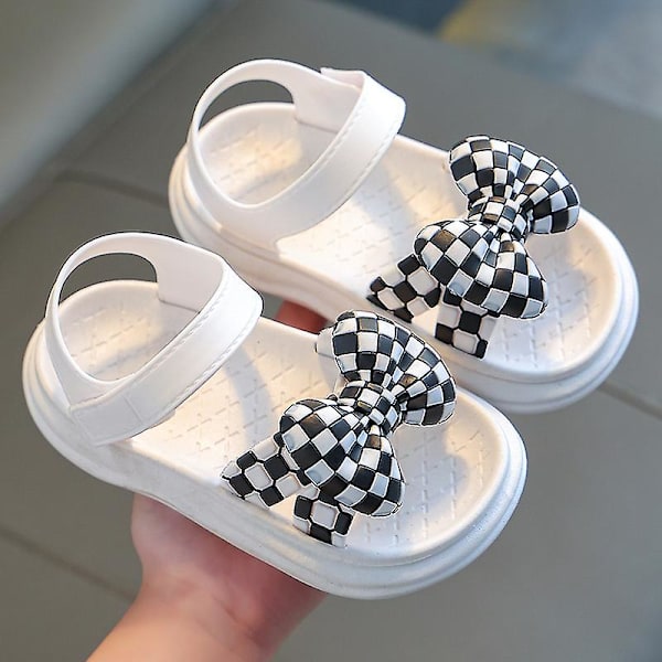 Sommer Baby Pigesko 0-7 år Børnesko Mode Sød Blomst Prinsesse Børnesandaler Piger Småbørn Baby Bløde Åndbare lattice bow white 26Insole 15.5cm