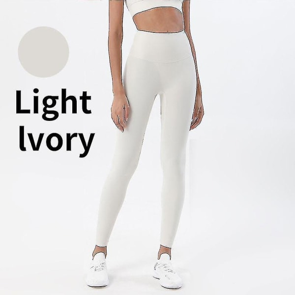 Korkeavyötäröiset Naked Feeling -leggingsit Push Up -urheiluvaatteet naisille Fitness Juoksu Jooga Housut Energy Saumattomat Leggingsit Kuntosalileggingsit tytöille Light lvory M