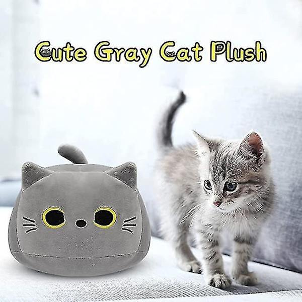 3D Svart Katt Plysch Fylld Djur Leksak Kudde Grey 40cm