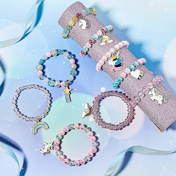9 Stycken Färgglada Armband Flickarmband Regnbågsfärgade Pärlor Bead Style