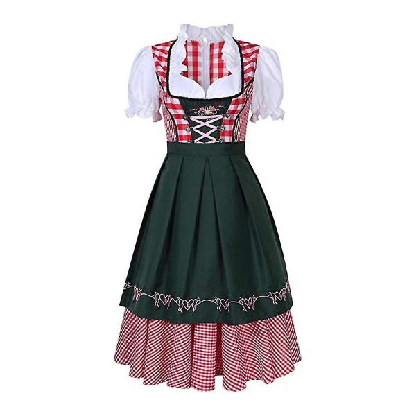 Ny damtysk Oktoberfest-dräkt traditionell bayersk öl Fraulein karneval piga klänning outfit Dark green XL