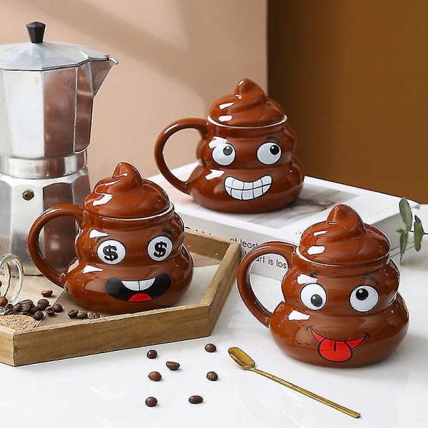 Söt bajs keramik vattenmugg Bajs mugg Bajs skämtgåva Smiling face