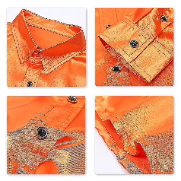 Herre Casual Mode Skinnende Langærmet Slim-fit Formel Skjorte Orange XXXL
