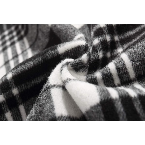 Dam Hög Elastisk Midja Maxi Kjol A-linje Rutig Varm Vinter Utsvängd Lång Kjol L Mid-calf Black*white Medium