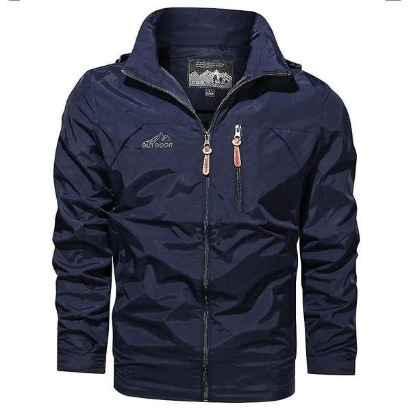 Herre Vinter Hette Army Frakk Taktisk Militær Jakke Kamp Yttertøy Blue 4XL