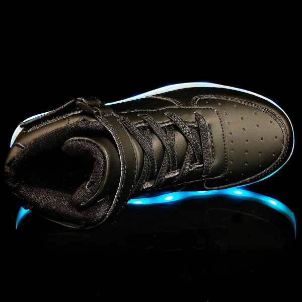 Børnesko Drenge Led Lysende Sko Drenge Piger Sports Løbesko 1600 Black 34