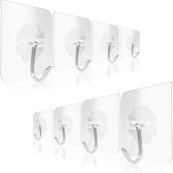12-pack självhäftande krokar, kraftiga väggkrokar, starka självhäftande krokar Transparent