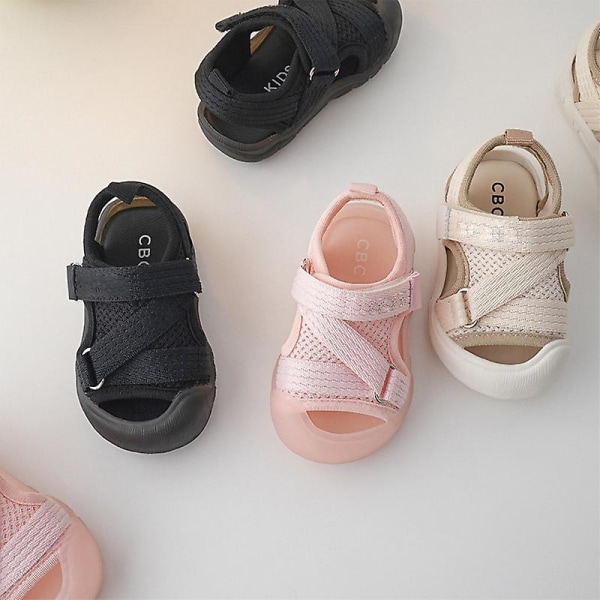 Sommar Baby Sandaler Mode Kors Webbing Mjuka Barn Skor Coola Pojkar Flickor Strand Sandaler Huvud Inslagna Småbarnsskor Pink 25