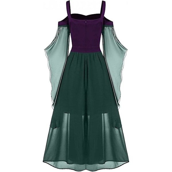 Maxiklänning med fjärilsärm för damer, medeltida punk-gotiska kläder, sexig Halloween-kostym, klänningar med bar axel och korsett B-army Green Small
