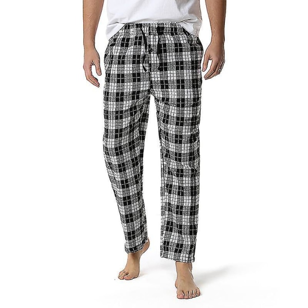 Herre Bomuld Vævede Pyjamasbukser, Letvægts Lounge Sovbukser med Tern COLOR 1 L