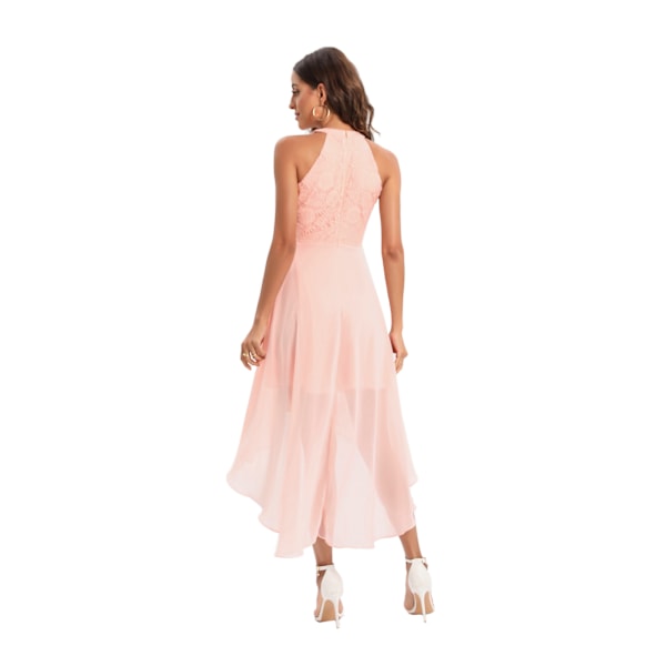 Dam Vintage Halterneck Blommig Spets Rygglös Brudtärneklänning rosa XL