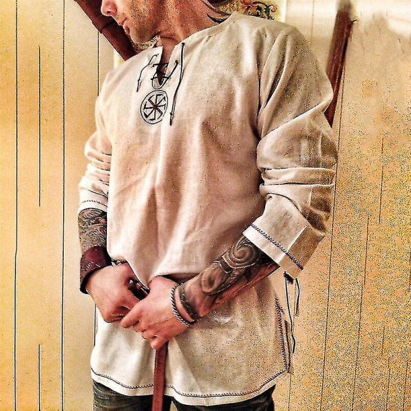 Ridder Cosplay Middelalderkostume Tunika Halloween Kostumer Til Mænd Voksen Viking Pirat Udklædning Fancy Tøj Karneval Skjorter Color 1 XL
