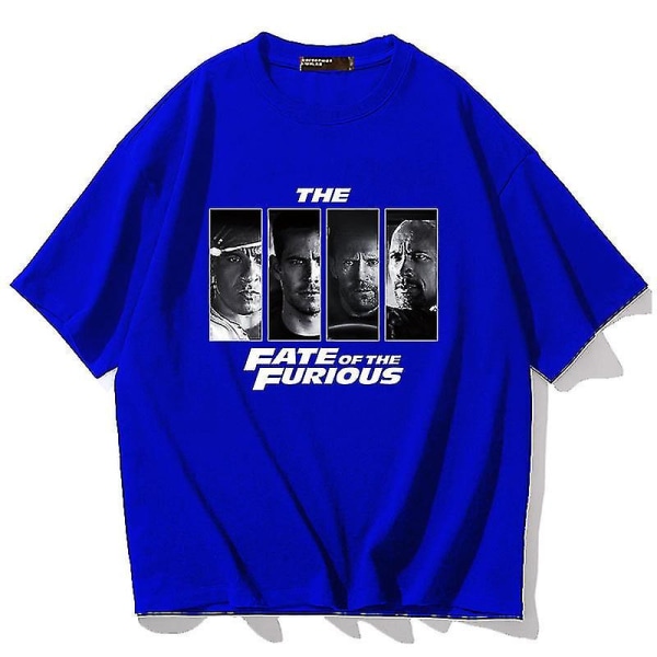 Snabb och Furious 10 Förälder-barn Bomull Kortärmad T-shirt Sommar blue 4XL