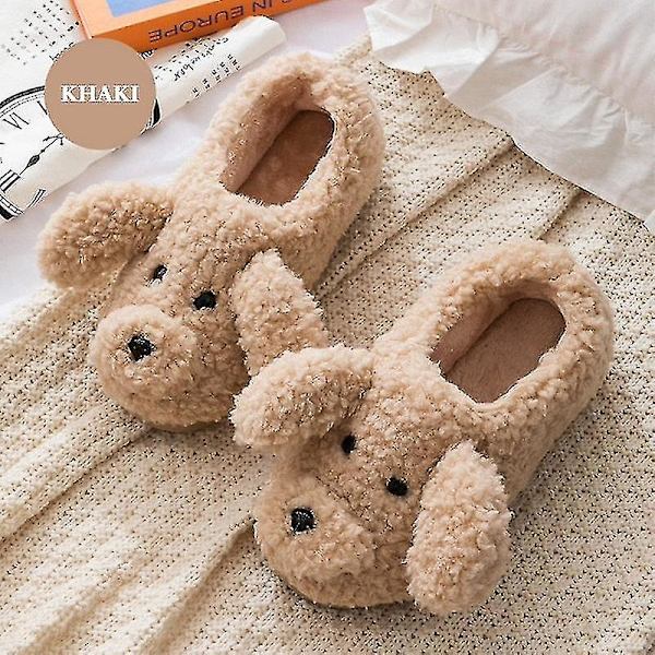 Mjuka Söta Ko Bomullstofflor Student Hem Halkfria Tofflor Varma Par Tecknad Mjölkko Plyschtofflor Style3-khaki-heel 40-41