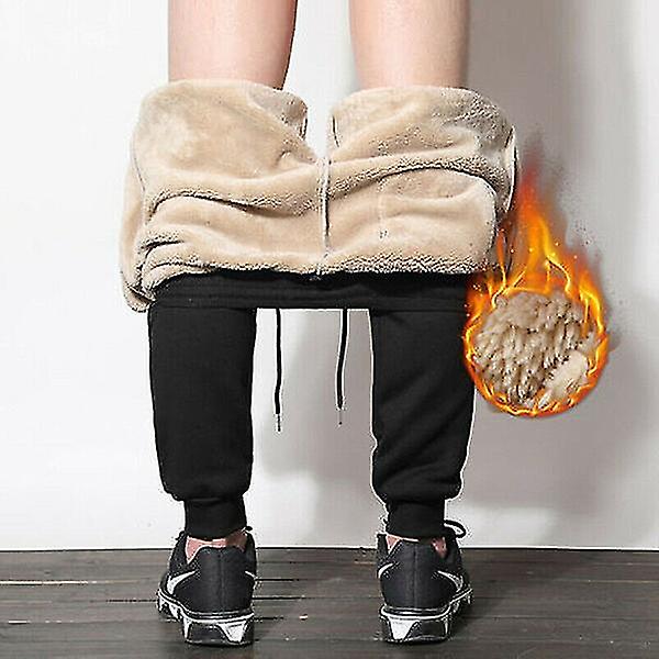 Tykk Fleece Termobukse for Menn Utendørs Vinter Varm Fritidsbukse Joggebukser grey 3XL