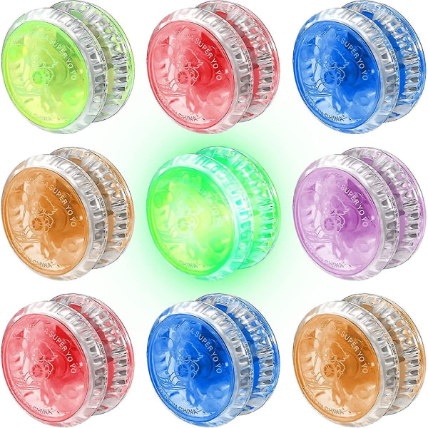 9 st LED-ljus Yoyo Responsive Ball Bearing Yoyo Plast Responsive