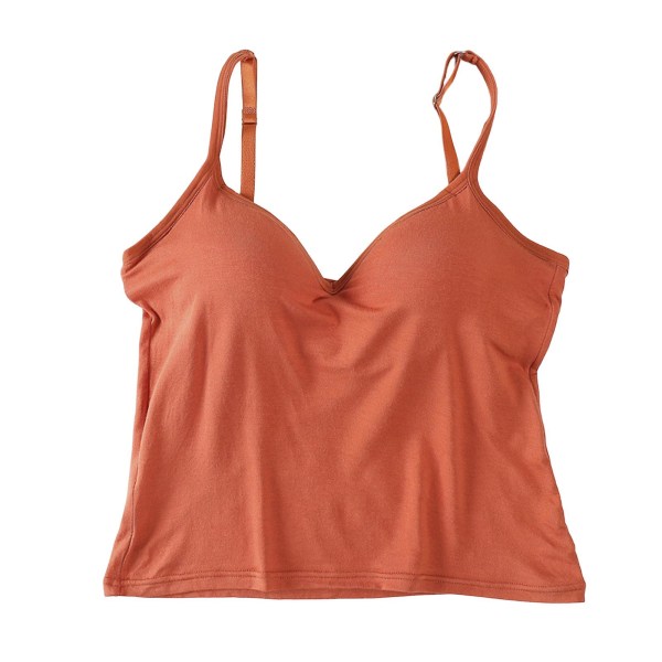 Damtank med inbyggd BH Justerbara Spaghetti Rem Tank Top för kvinnor Formell Daglig Fest Bal Orange XL